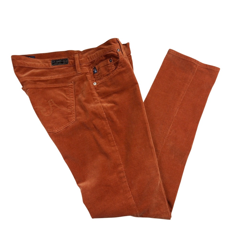AG Adriano Goldschmied The Stevie Pants Women 30R Orange Corduroy Slim Straight